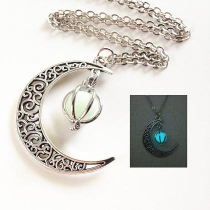 Luminous Crescent Necklace, Luminous Bead..