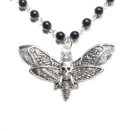 Gothic Death Moth Skull Pendant Necklace, Fashion..