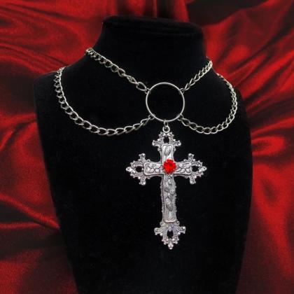 Gothic Y2k Jewelry Victoria Filigree Cross Pendant..