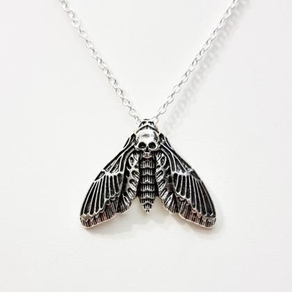 Gothic Death Moth Skull Pendant Necklace,..