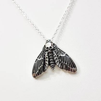 Gothic Death Moth Skull Pendant Necklace,..