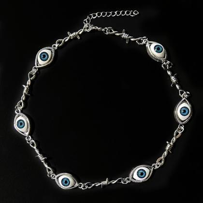 Blue Evil Eye Necklace, Alien Eyes Small Line..