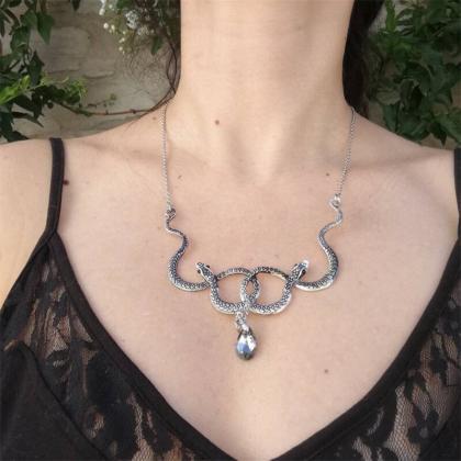 Gothic Double Snake Entanglement, Witch Necklace..