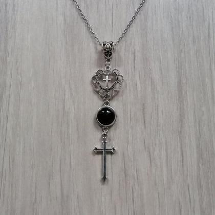 Fashion Cross Necklace, Pendant, Onyx, Black,..