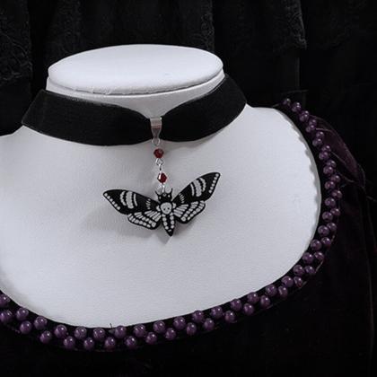 Death Head Moth Necklace, Gothic Dark Aesthetic..