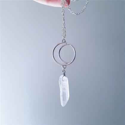 Silver Crescent Natural Transparent Quartz Crystal..