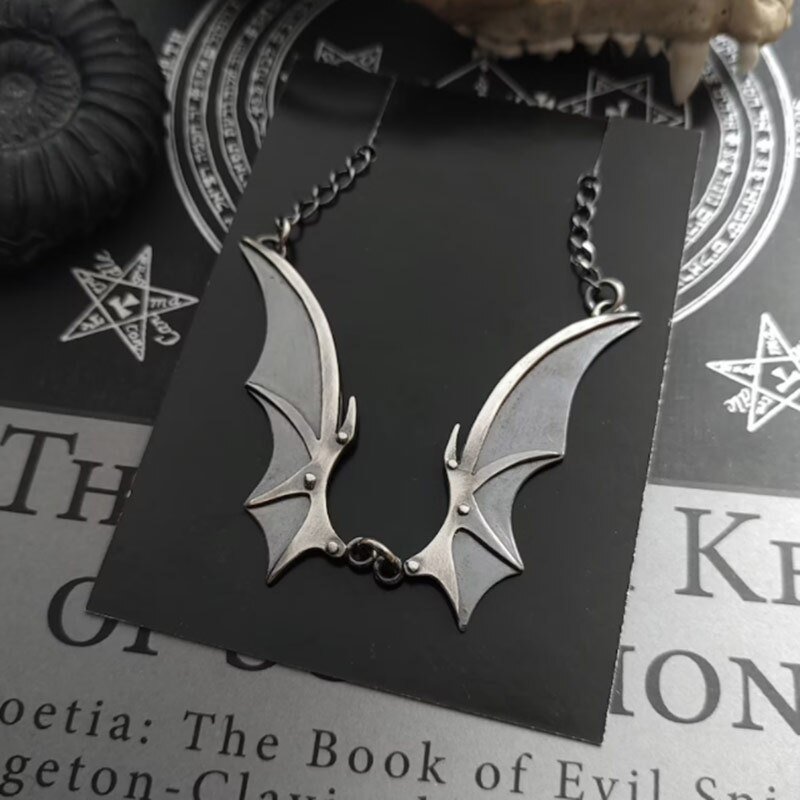 Vampire Bat Wings Necklace, Gothic Vampire Necklace, Witch Punk Jewelry, Gift For Bat Lovers, Ladies Fashion Jewelry