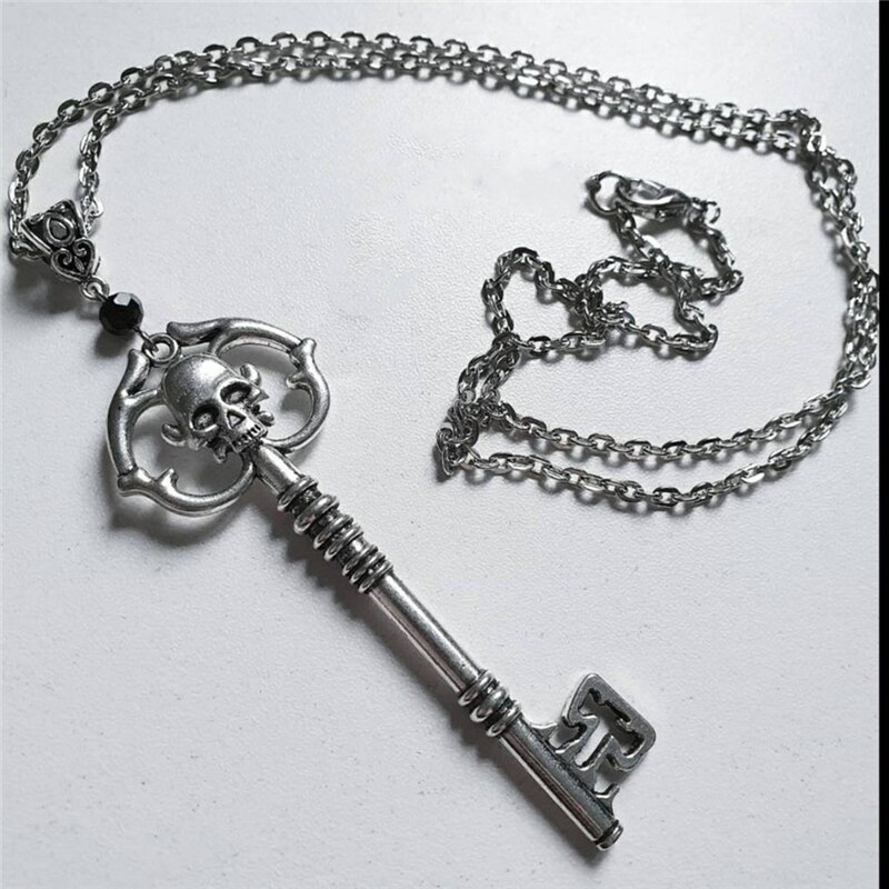 Gothic Skull Key Necklace, Wiccan Jewelry, Witch Jewelry, Pagan Gifts, Halloween Accessories, The Gift For Him/her