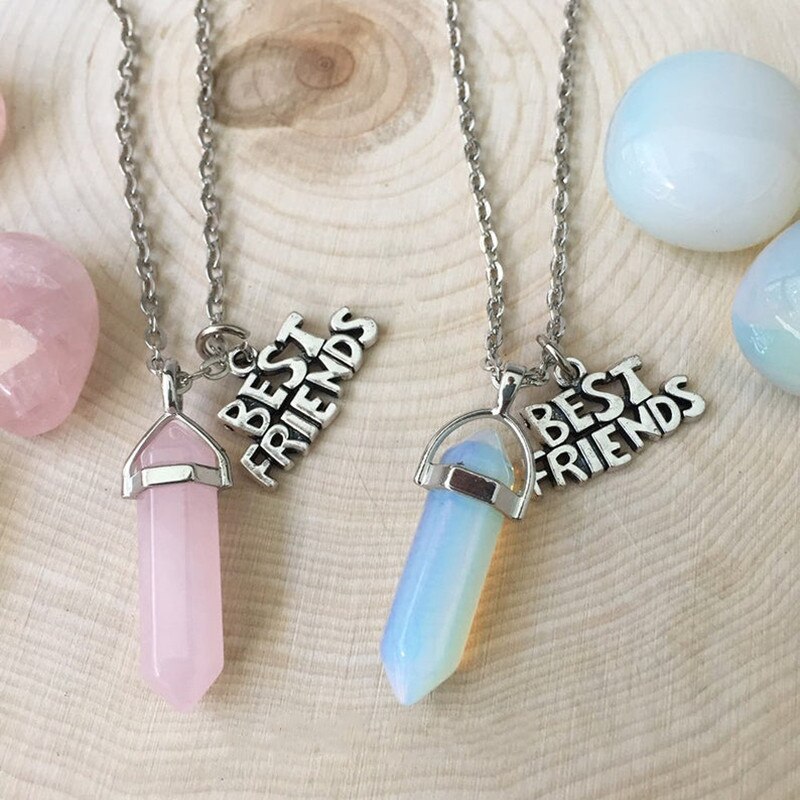 2pcs Friend Crystal Pendant Necklace, Friendship Jewelry, Bff Necklace, Healing Crystal, Gift For Friend