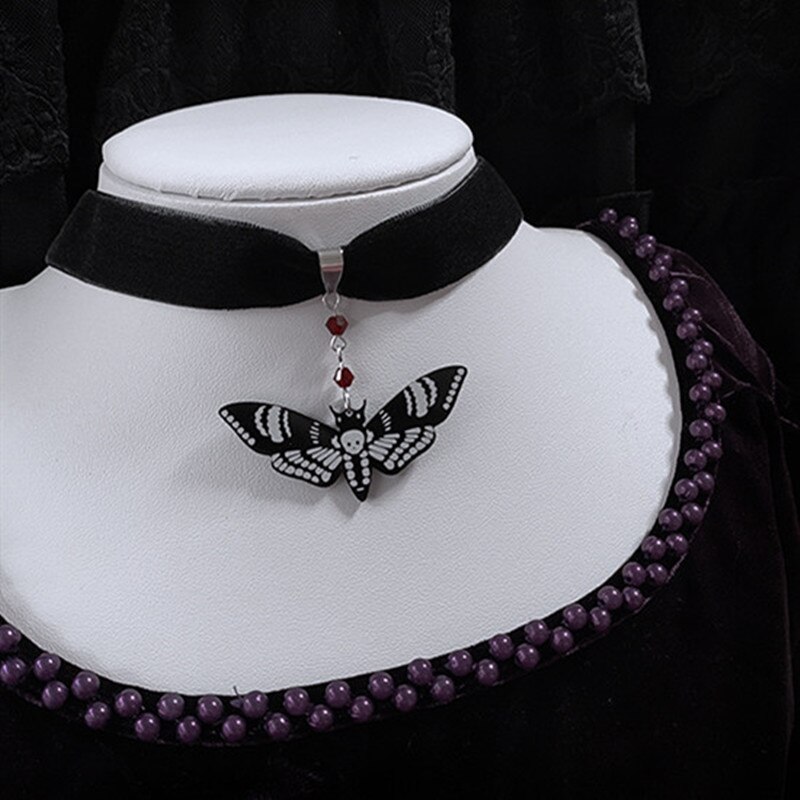 Death Head Moth Necklace, Gothic Dark Aesthetic Necklace, Witch Witchcore Horrorcore Alternative Pagan Gift