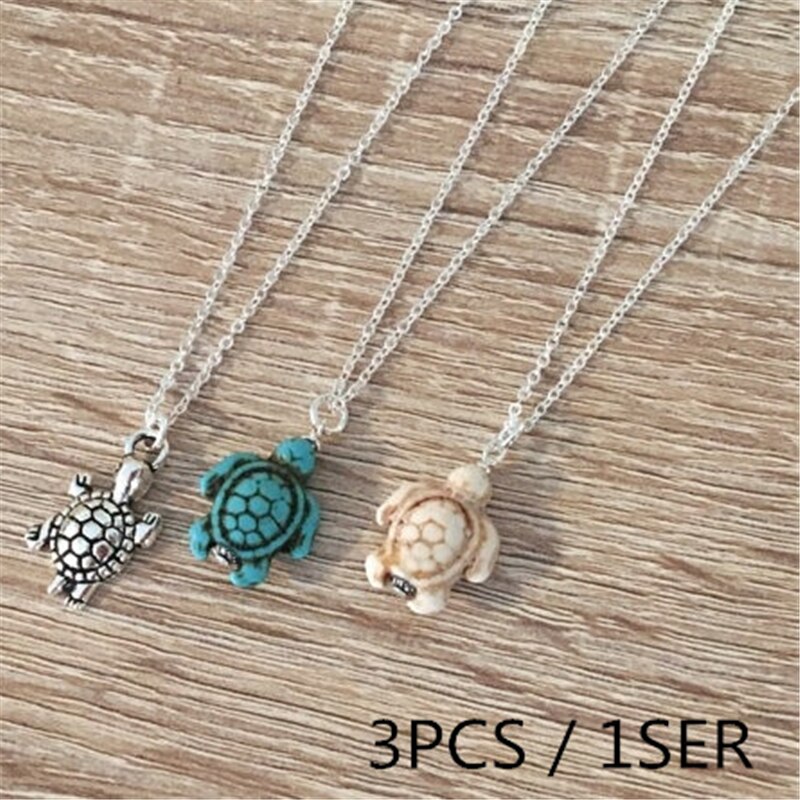 3pcs/1set Turtle Tortoise Necklace, Cute Tortoise Pendant In 3 Colors, Trendy Jewelry For Men And Women, Lover Gift