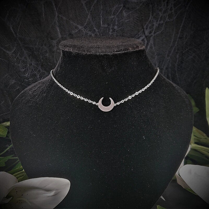 Crescent Necklace, Paradise Necklace, Gothic Jewelry, Witch Jewelry, Moon Necklace, Women's Amulet Jewelry Gifts Articles
