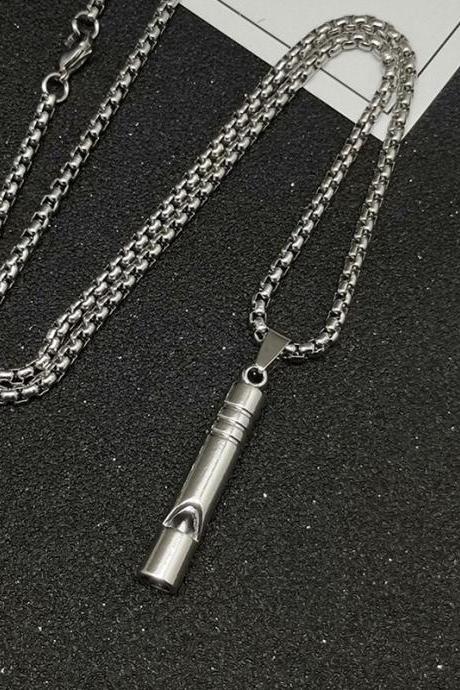 Metal Loud Portable Necklace Whistle For Emergency Survival Outdoor Creative Pendent Necklace Women Men Hip Hop Clavicle Chain