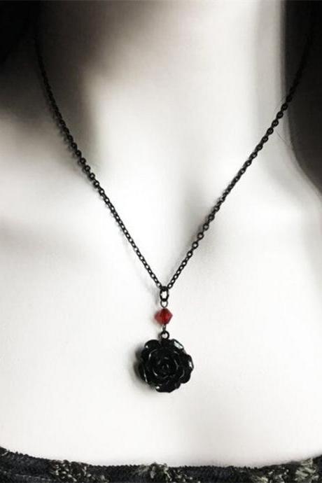 Black Rose Gothic Necklace Victorian Witch Jewelry Gorgeous Lady's Fashion Accessories Romantic Valentine's Day Birthday Gift