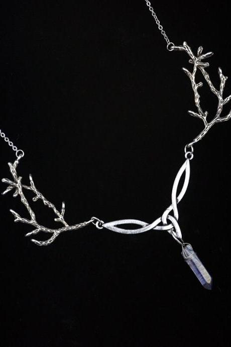 Fashion Witch Necklace Irish Knot Dream Forest Branch Natural Quartz Pendant Amulet Religious Jewelry