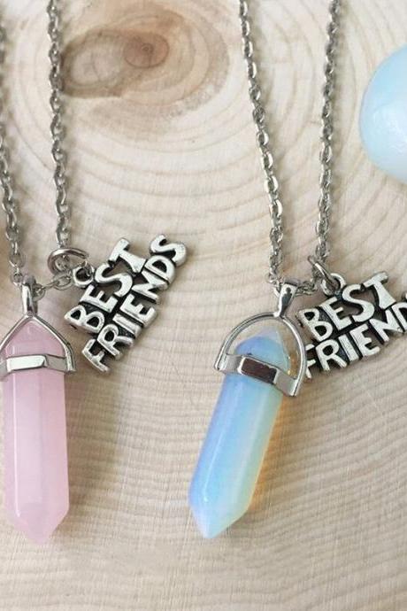 2pcs Friend Crystal Pendant Necklace, Friendship Jewelry, Bff Necklace, Healing Crystal, Gift For Friend