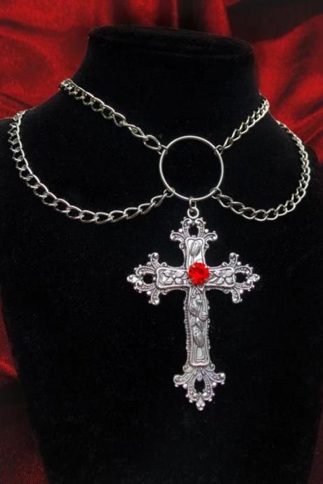 Gothic Y2k Jewelry Victoria Filigree Cross Pendant Necklace Ladies Fashion Vintage Chain Necklace Party Club Gift