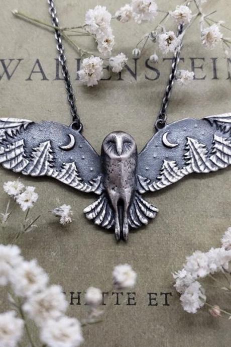 Creative Vintage Exquisite Fashion Barn Owl Moon Forest Necklace Woman Glamour Party Jewelry Accessories Gift