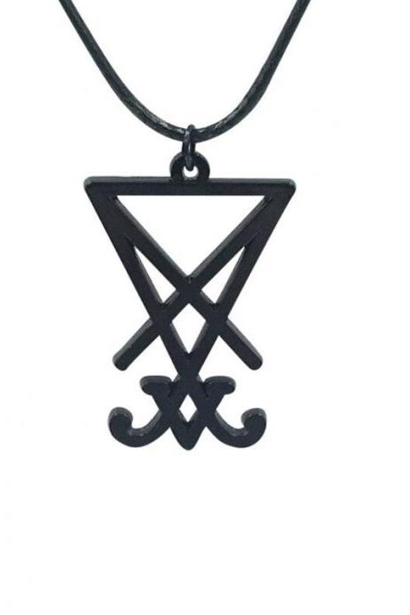 Lucifer&amp;#039;s Sigh Necklace Witchcraft Pagan Alternative Punk Suffocating Witch Gothic Jewelry Black Leather Rope Chain