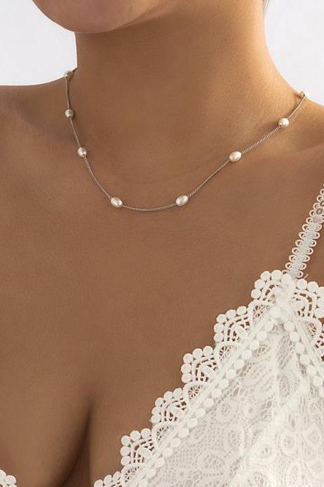 Bohemia Temperament Minimalism Simple Clavicle Chain Choker Necklace For Women Long Tassel Beads Pendant Vacation Jewelry