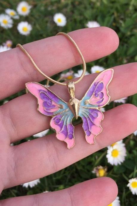 New Fashion Butterfly Fairy Necklace Girl Colorful Dream Butterfly Charm Titanium Chain Choker Jewelry Gift