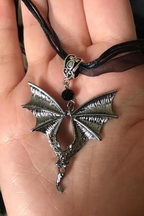 Halloween Flying Vampire Bat Necklace, Black Ribbon Collar, Witch Gothic Vampire Ghost Dark Jewelry, Gift For Bat Lovers